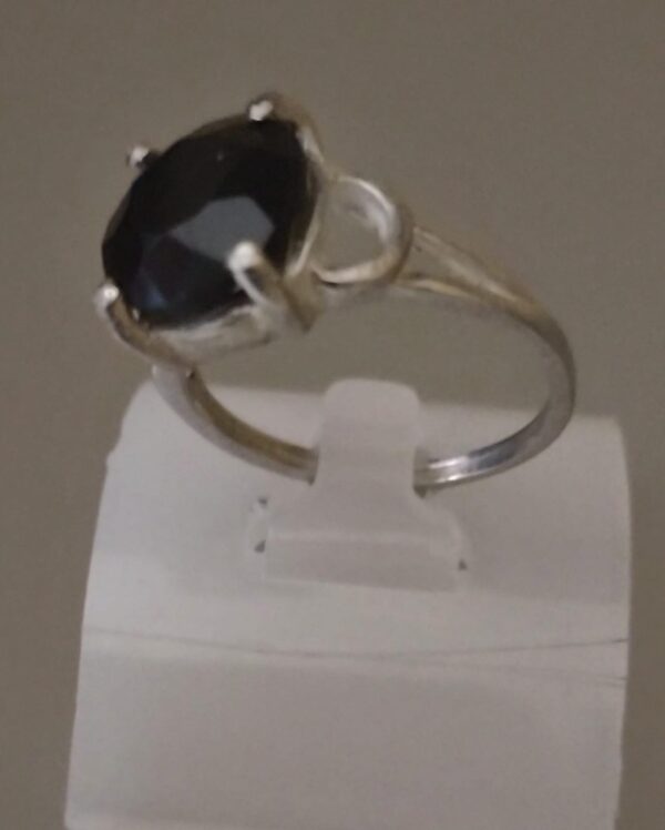 Anel de Prata 925 com Quartzo Preto Cod. CH002